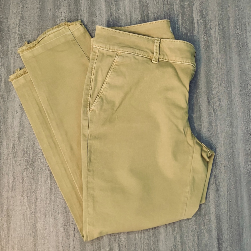 Loft yellow frayed hem pants